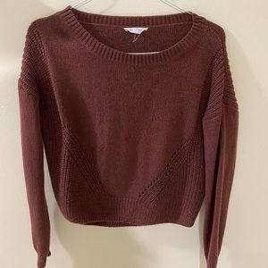 A maroon sweater